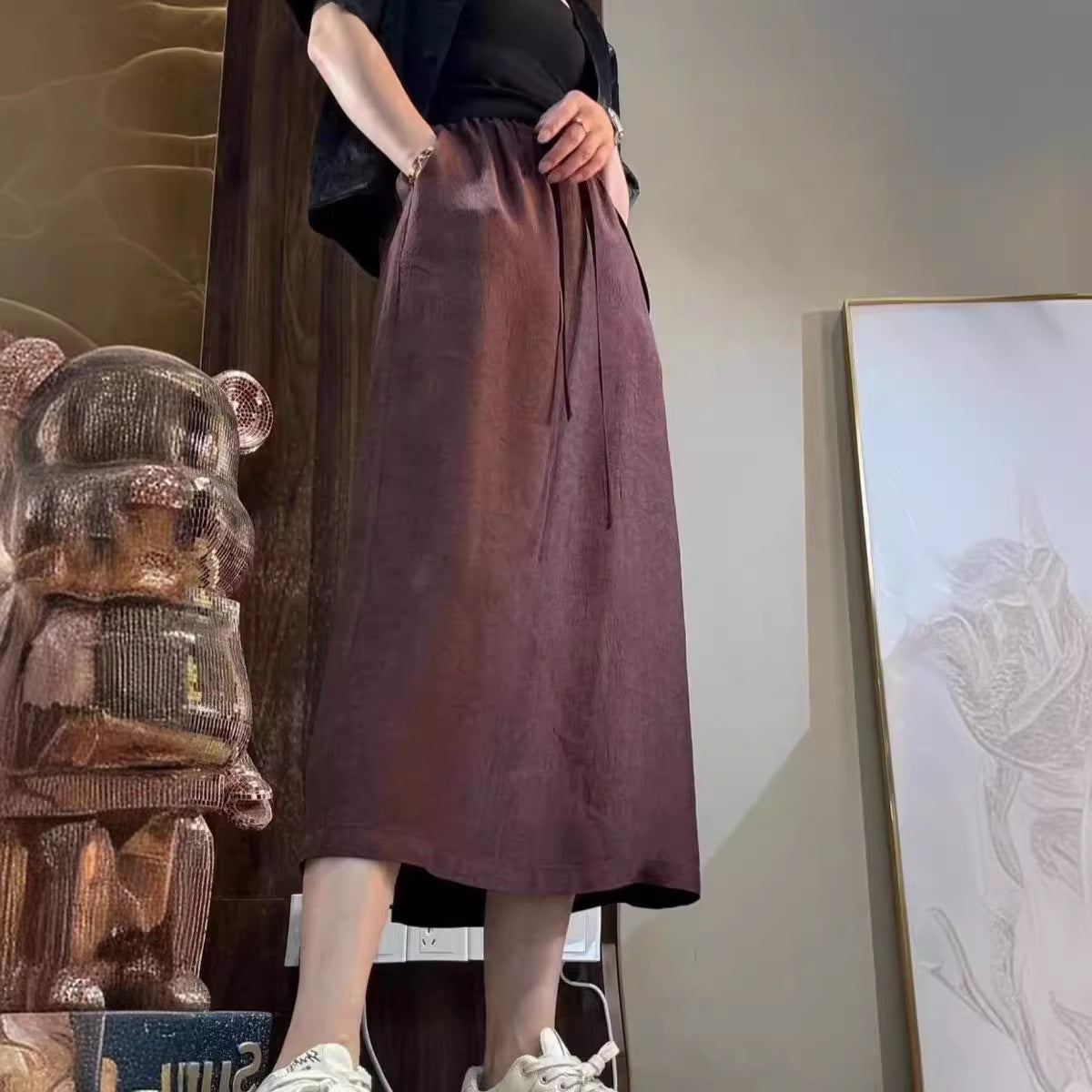 Acetate Satin A-line Skirt Womens Summer New Arrival – Premium 0 | RICALOUX