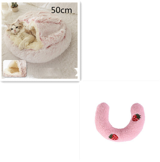 2 In 1 Dog And Cat Bed Pet Winter Bed Round Plush Warm Bed House Soft Long Plush Pets Bed Pet Products by Ricaloux