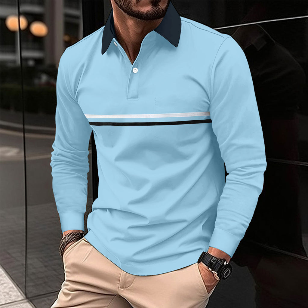 Button-down Long-sleeve Mens Sports Polo Shirt by Ricaloux