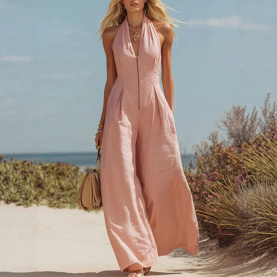 European And American Style Halter-neck Sleeveless Jumpsuit by Ricaloux