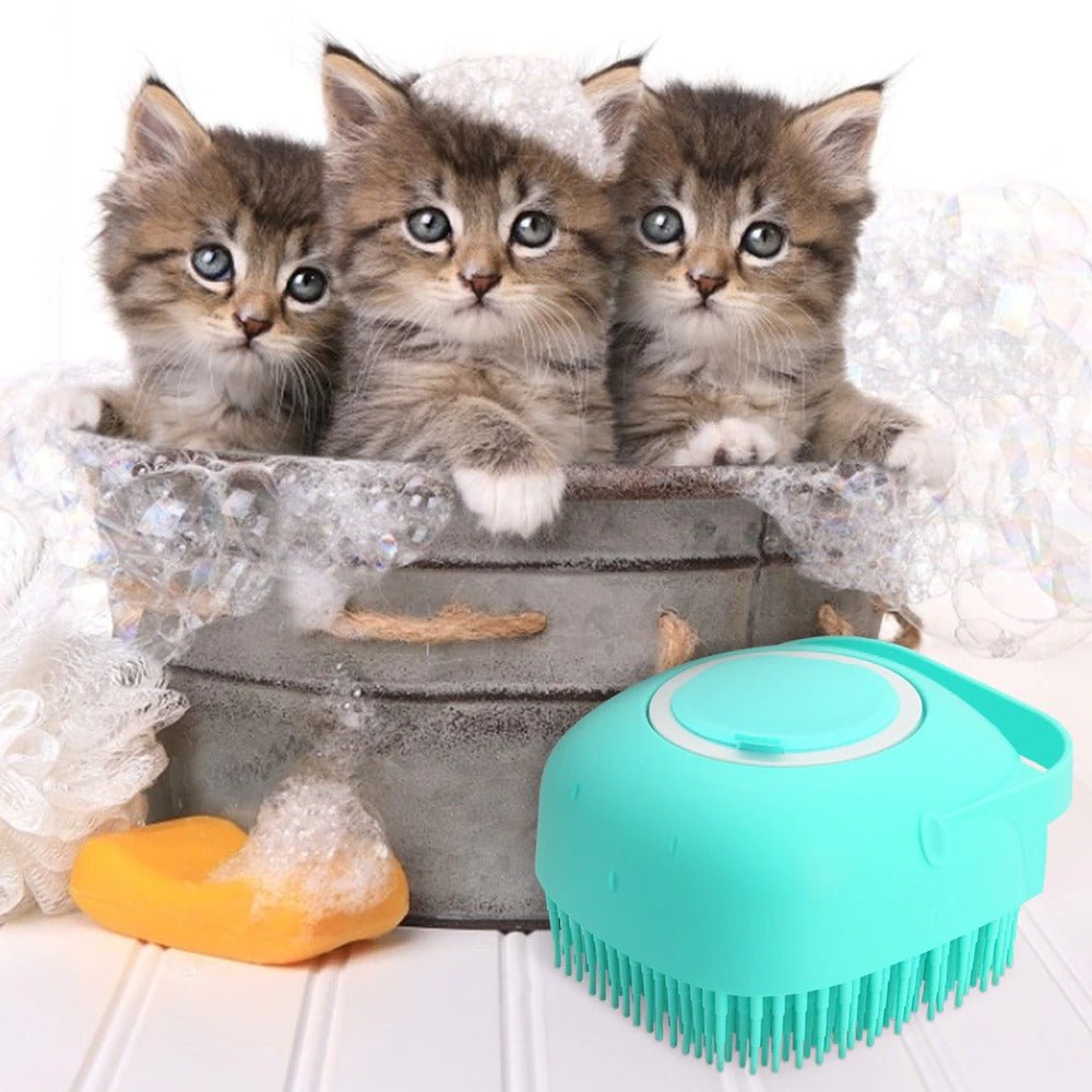 Pet Dog Shampoo Massager Brush Cat Massage Comb Grooming Scrubber Shower Brush For Bathing Short Hair Soft Silicone Brushes - RICALOUX
