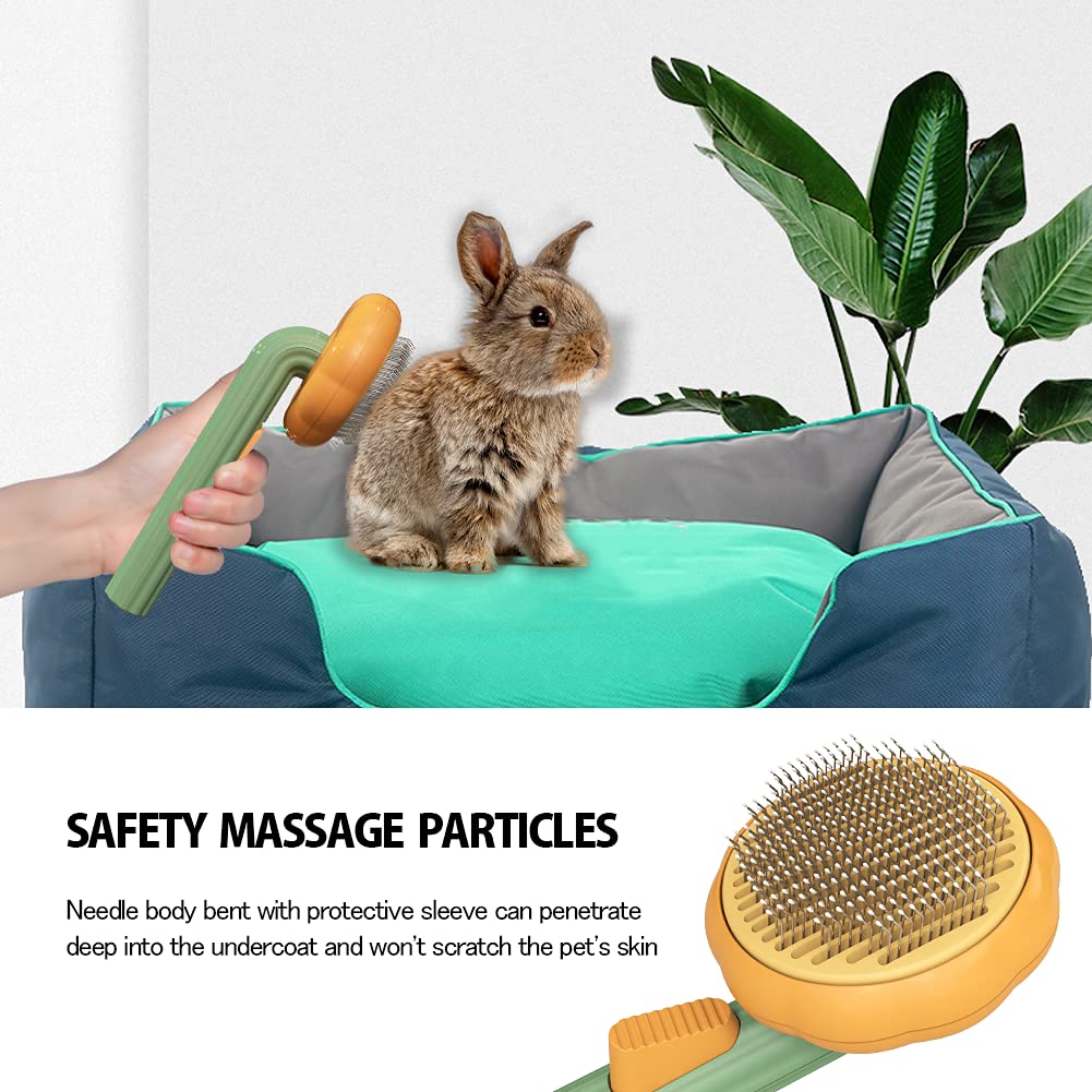 Pet Pumpkin Brush, Pet Grooming Self Cleaning Slicker Brush For Dogs Cats Puppy Rabbit, Cat Brush Grooming Gently Removes Loose Undercoat, Mats Tangled Hair Slicker Brush - RICALOUX