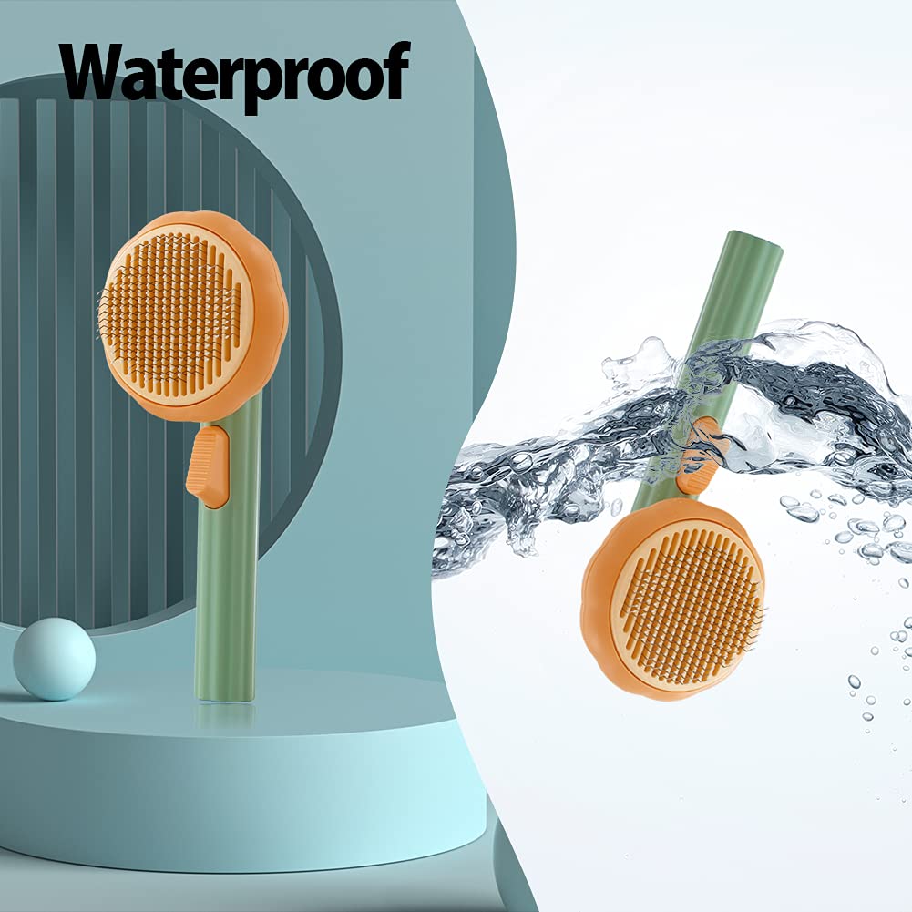 Pet Pumpkin Brush, Pet Grooming Self Cleaning Slicker Brush For Dogs Cats Puppy Rabbit, Cat Brush Grooming Gently Removes Loose Undercoat, Mats Tangled Hair Slicker Brush - RICALOUX