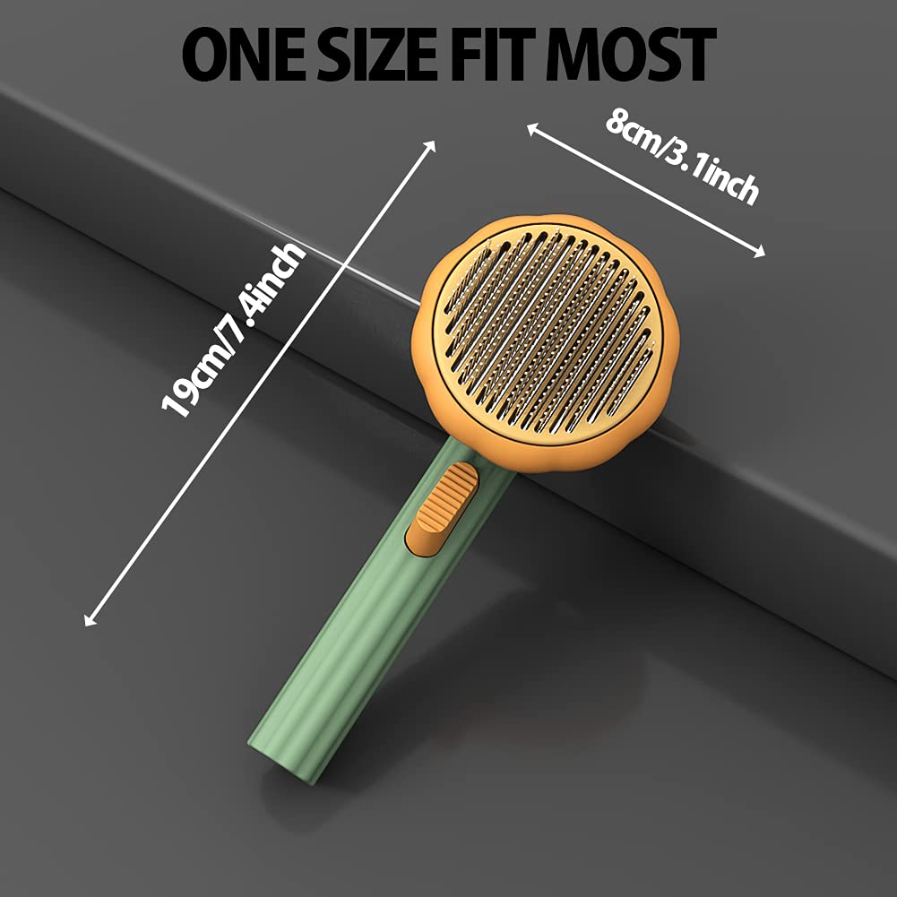 Pet Pumpkin Brush, Pet Grooming Self Cleaning Slicker Brush For Dogs Cats Puppy Rabbit, Cat Brush Grooming Gently Removes Loose Undercoat, Mats Tangled Hair Slicker Brush - RICALOUX