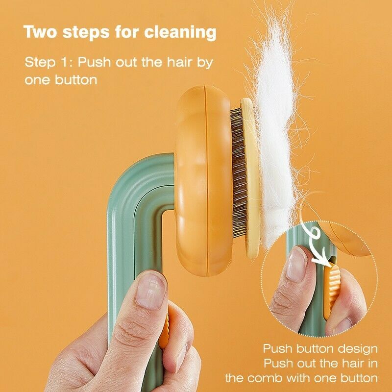 Pet Pumpkin Brush, Pet Grooming Self Cleaning Slicker Brush For Dogs Cats Puppy Rabbit, Cat Brush Grooming Gently Removes Loose Undercoat, Mats Tangled Hair Slicker Brush - RICALOUX