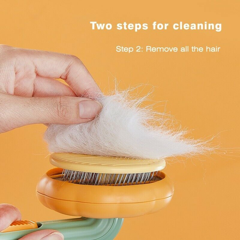 Pet Pumpkin Brush, Pet Grooming Self Cleaning Slicker Brush For Dogs Cats Puppy Rabbit, Cat Brush Grooming Gently Removes Loose Undercoat, Mats Tangled Hair Slicker Brush - RICALOUX