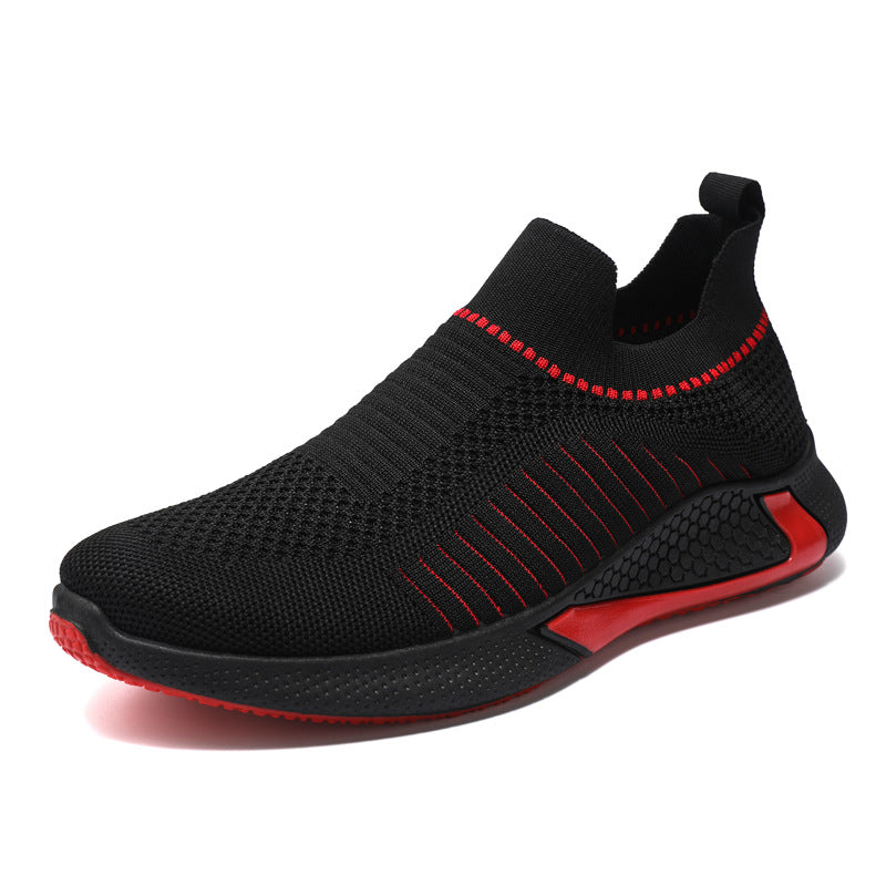 Fashion Mesh Sock Shoes With Striped Design Men Outdoor Breathable Slip-on Sneakers Csuale Lightweight Running Sports Shoes by Ricaloux