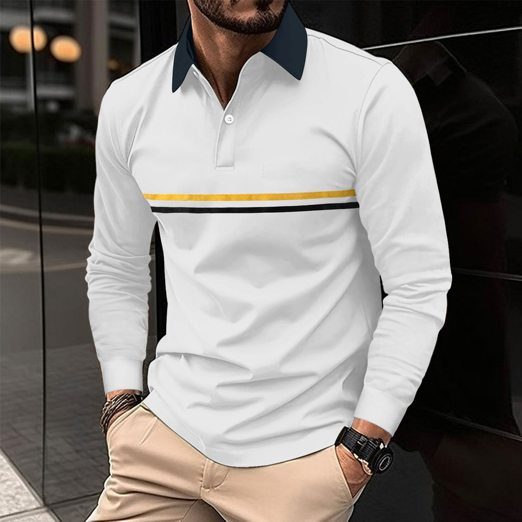 Button-down Long-sleeve Mens Sports Polo Shirt by Ricaloux
