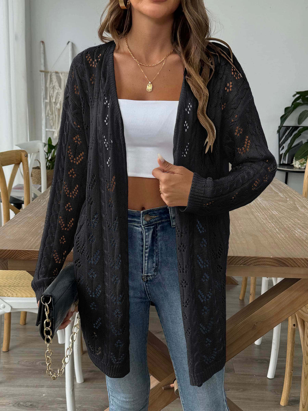 Women Hollow Knit Cardigan, Cross-border European American Bestseller Open Front Air Conditioning Sweater, Casual Loose Beach Outerwear, 6 Colors Available – Premium 4 | RICALOUX