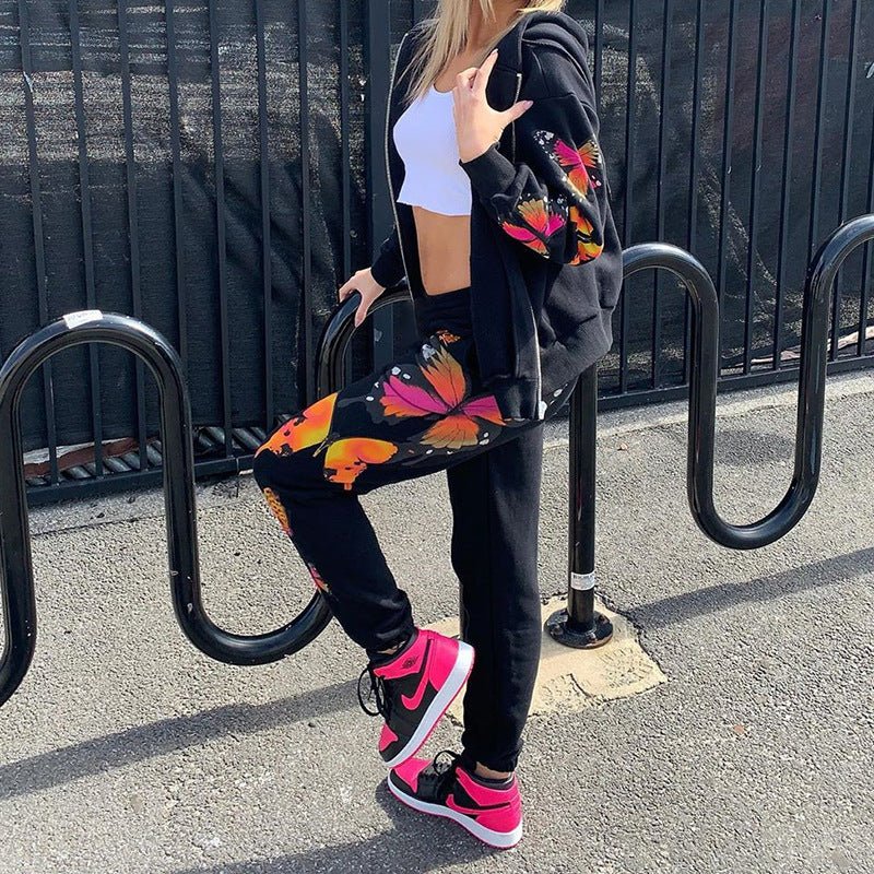 Butterfly print sweatshirt sweatpants - RICALOUX