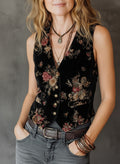 Floral Velvet Button-Up Vest – Premium 4 | RICALOUX