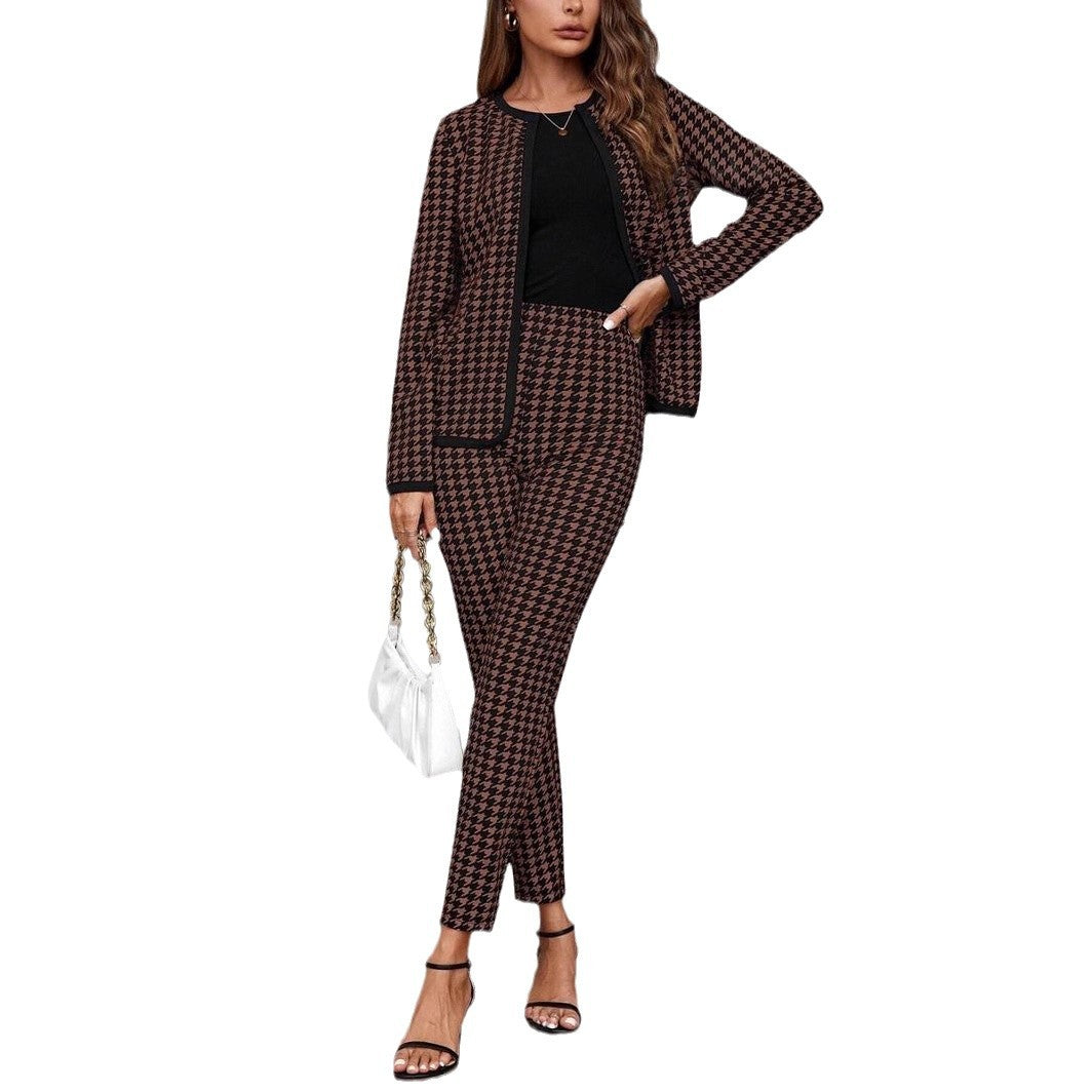 Womens Coat Cardigan And Leggings Two-piece Set by Ricaloux