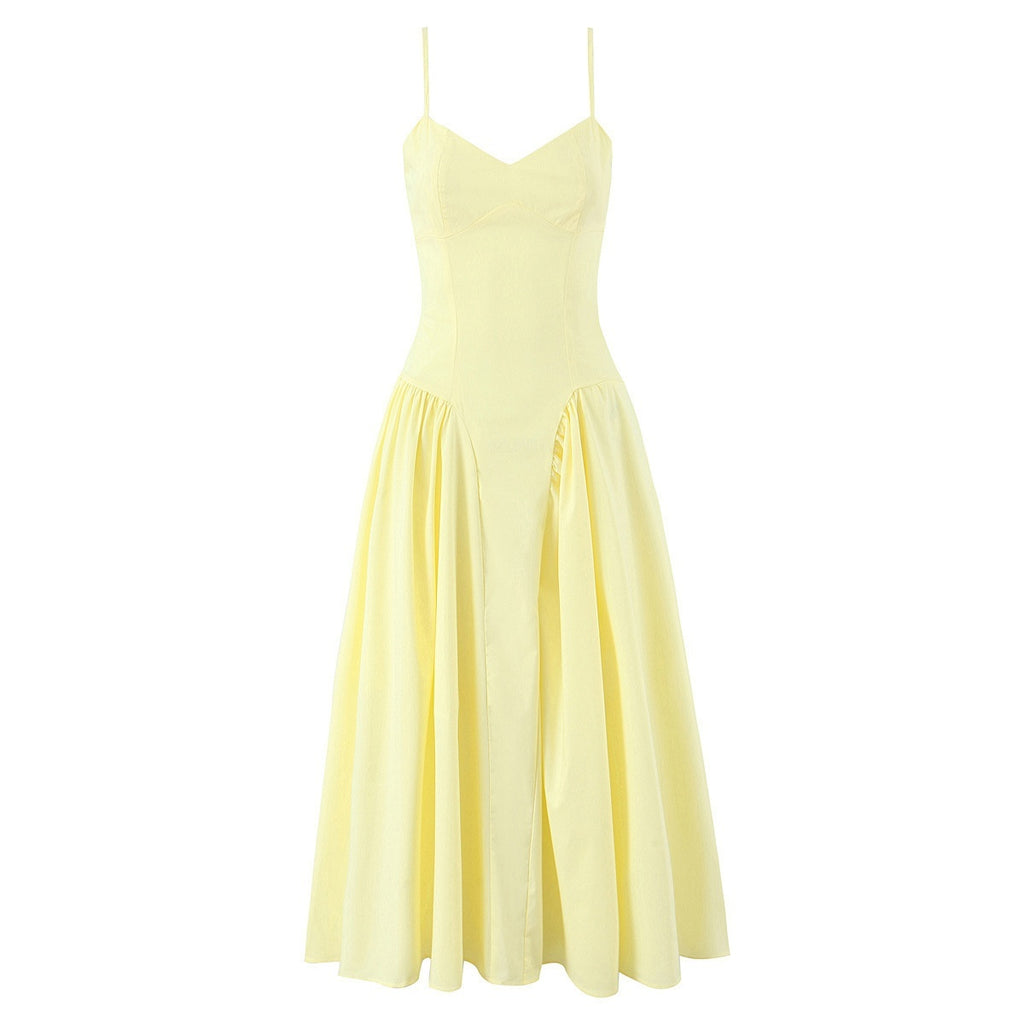 Body Hugging Pleated Strap Dress by Ricaloux