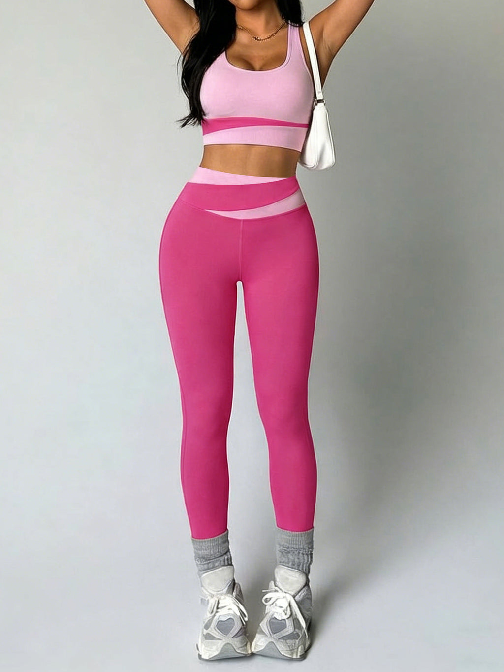 Color-block Vest And High-waisted Yoga Pants Two-piece Set – Premium 0 | RICALOUX