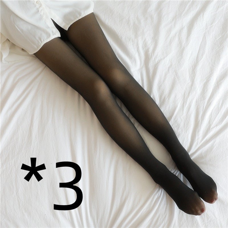 Fake Translucent Plus Size Leggings Fleece Lined Tights Fall And Winter Warm Fleece Pantyhose Women Fleece Lined Pantyhose Thermal Winter Tights - RICALOUX
