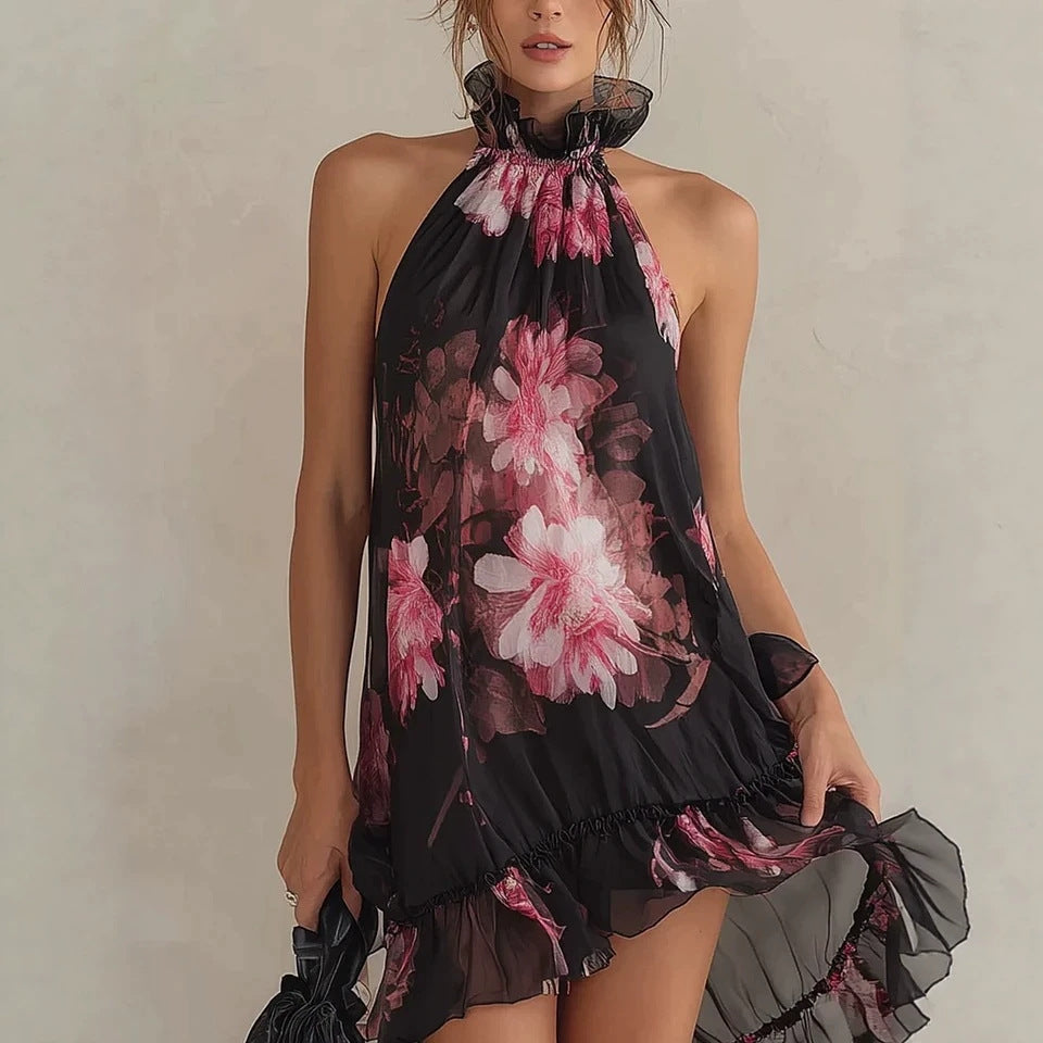 Chiffon Printed Off-shoulder Sexy Dress – Premium 0 | RICALOUX
