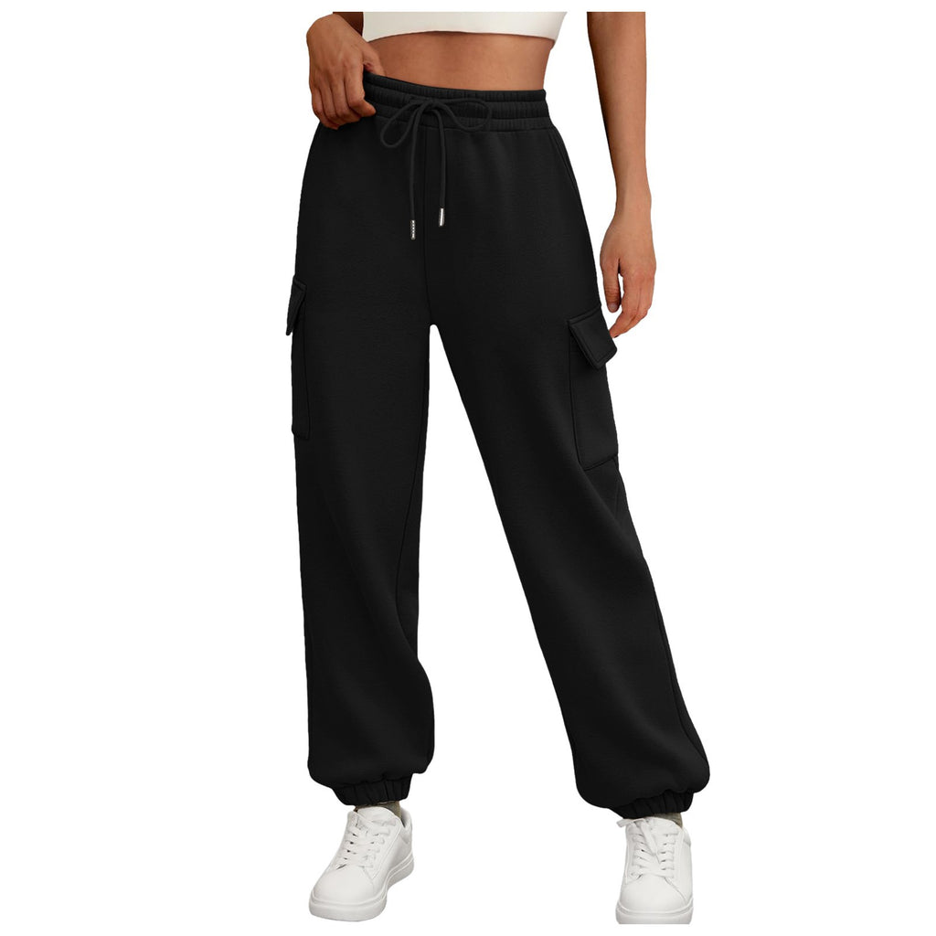 Women's Sweatpants Fleece Lined Baggy Athletic Jogger Trousers With Pockets Fall Casual Trendy Cargo Pants Fall Outfits - RICALOUX