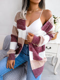 Striped Lantern-Sleeve Casual Cardigan Sweater Coat by Ricaloux