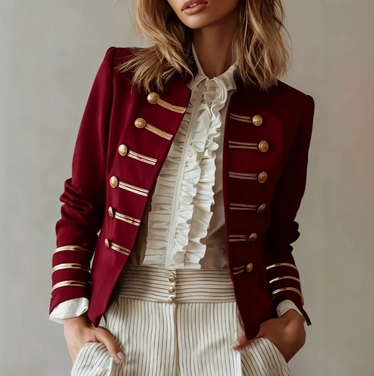 Navy-style Gold-striped Buttoned Jacket by Ricaloux