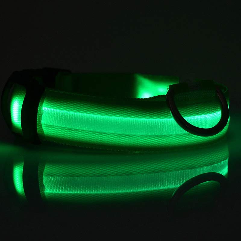 Nylon LED Pet Dog Luminous Collar Night Safety Flashing Glow in Dark Dog Cat Leash Adjustable Pet Supplies - RICALOUX
