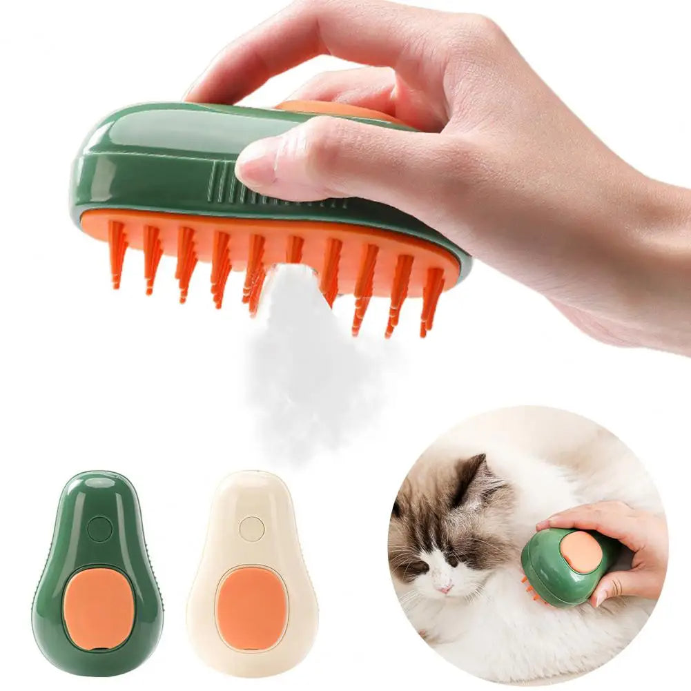 Steamy Cat Brush Cat Dog Grooming Comb Electric Self Cleaning Steam Cat Brush For Massage Avocado Shape Pet Spray Cat Grooming by Ricaloux