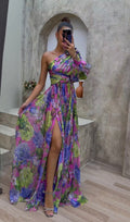 Floral One Shoulder Sexy Long-sleeved Dress – Premium 4 | RICALOUX