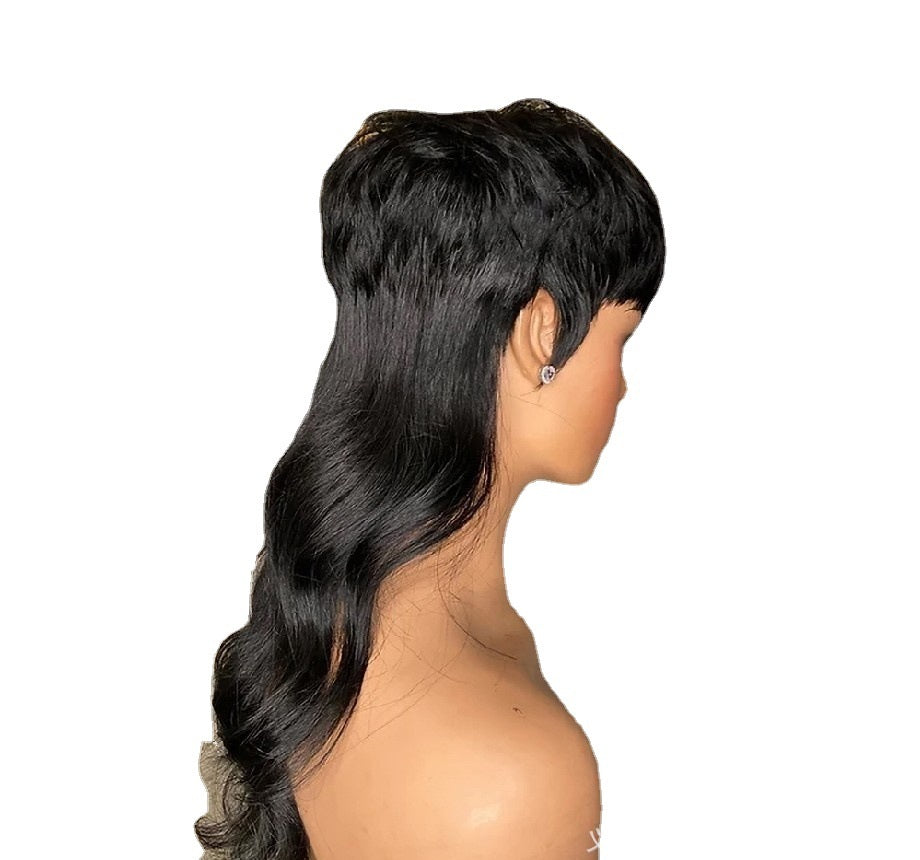 Bangs Black Front Back Long Brazilian Wig by Ricaloux