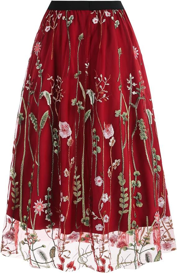 Womens Slim-Fit Floral Tulle Skirt by Ricaloux