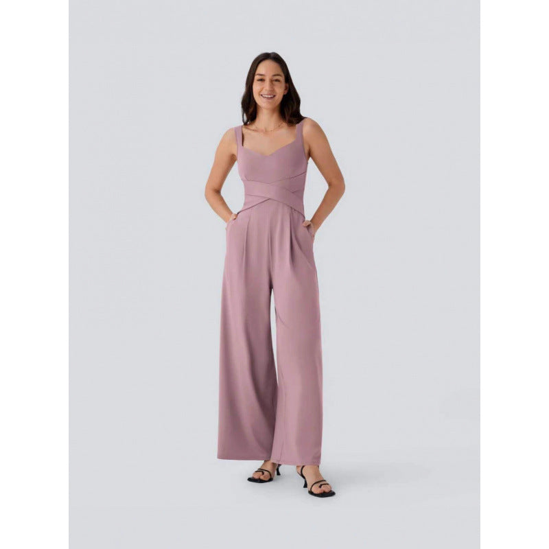 Womens Sleeveless Figure-flattering Wide-leg Jumpsuit – Premium 0 | RICALOUX