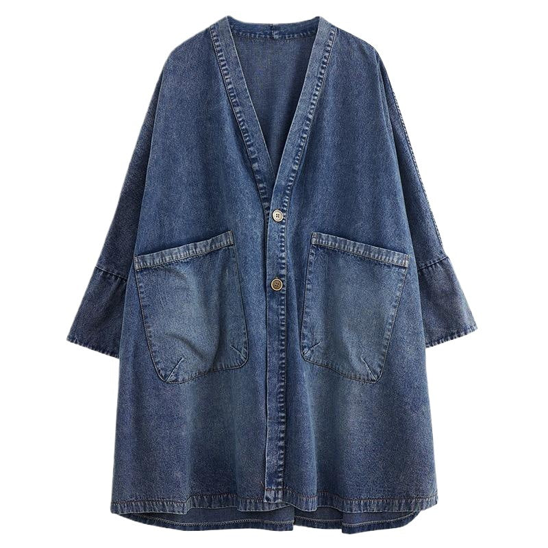 Loose-fitting Oversized Mid-length Cotton Trench Coat by Ricaloux