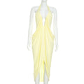Womens SummerAutumn New Arrival Solid-Color Sexy Halter Deep-V Backless Dress by Ricaloux
