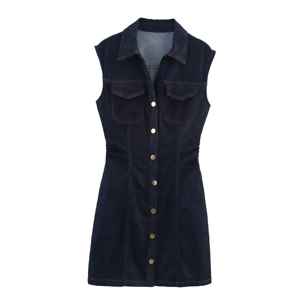 Women's Versatile Classic Denim Mini Dress by Ricaloux