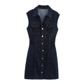 Women's Versatile Classic Denim Mini Dress by Ricaloux