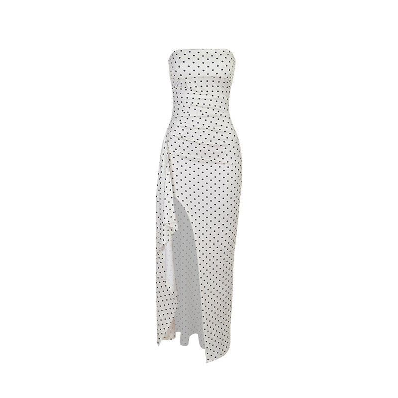 Womens Strapless Polka-dot Print French-style Dress by Ricaloux