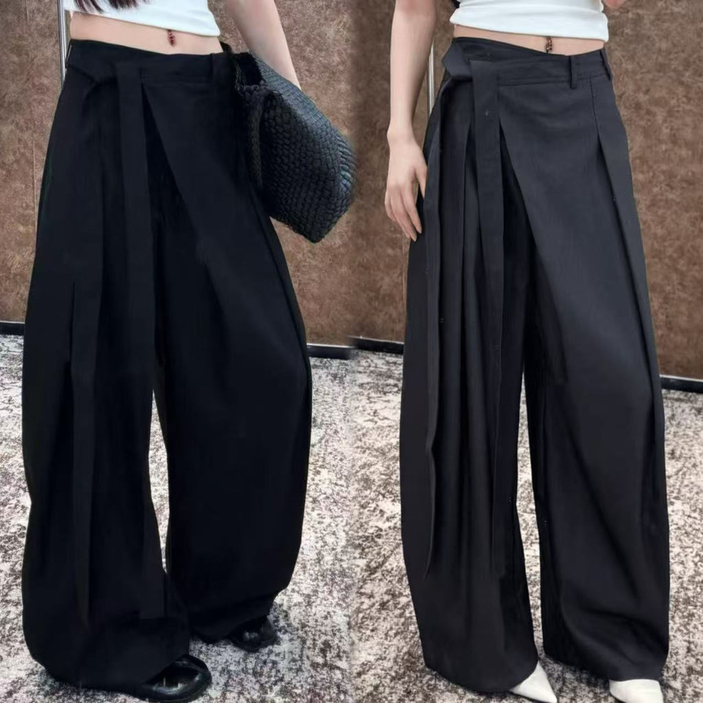 Fashionable Loose-fit Figure-flattering Wide-leg Casual Pants – Premium 0 | RICALOUX