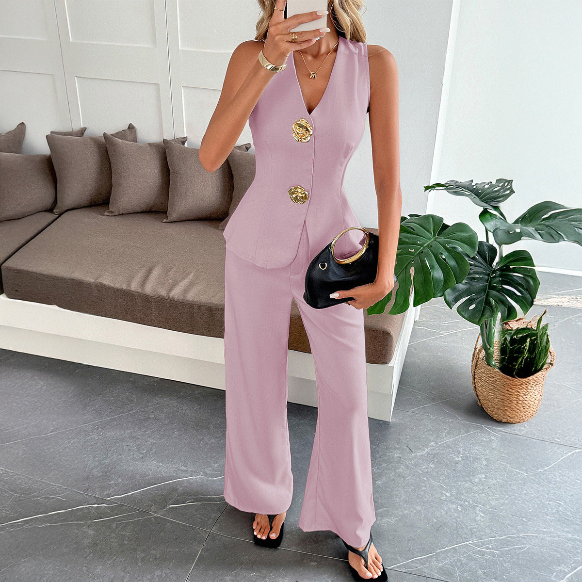 Elegant And Chic Womens Waistcoat And Trousers Set by Ricaloux