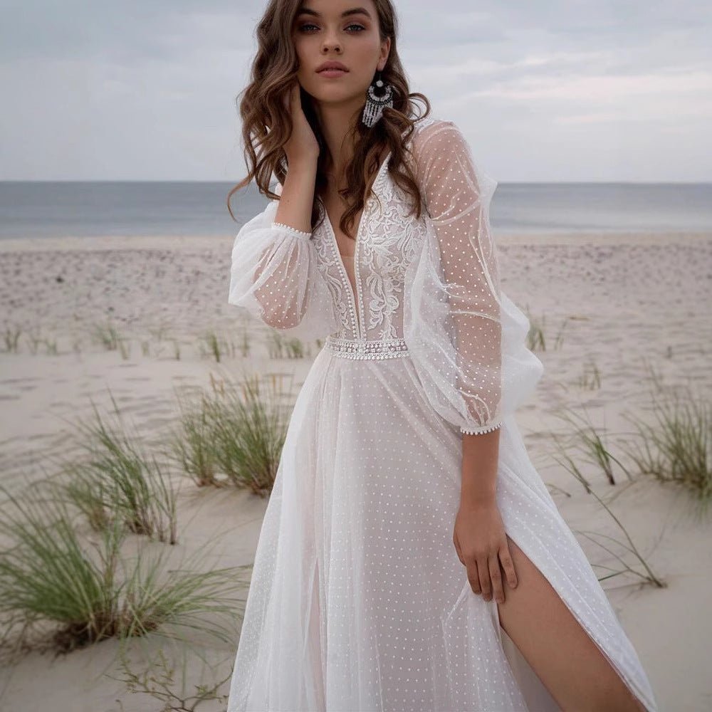 Wish Mesh Split New Light Women's Wedding Dress - RICALOUX