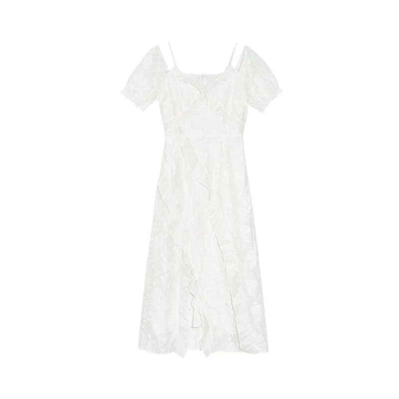 Fashionable White Slimming Dress For Women - RICALOUX