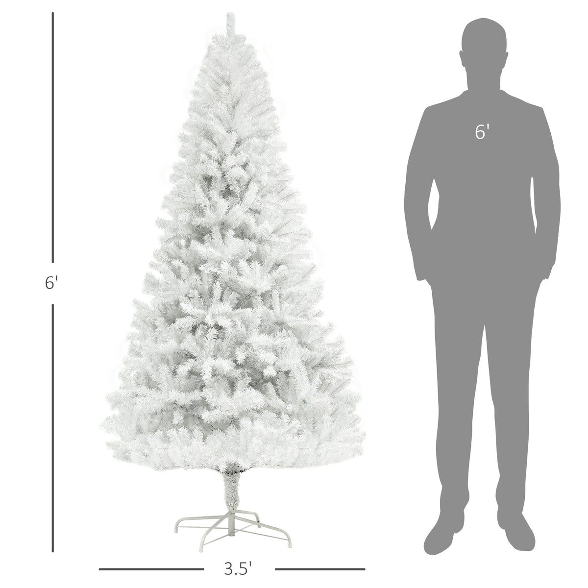6ft Unlit Artificial White Christmas Tree, Holiday Décor With 1000 Branch Tips, Auto Open And Steel Base – Premium 0 | RICALOUX