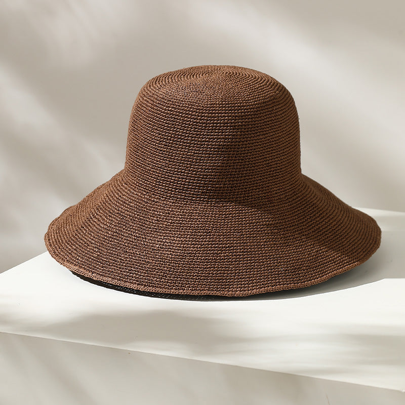 Straw Hat Womens Style Sun Hat Large Head Circumference Versatile Summer Hat by Ricaloux