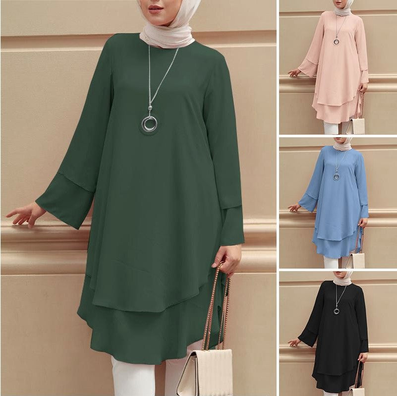 Womens Holiday Party Solid-Color Shirt Long Dress Top – Premium 0 | RICALOUX