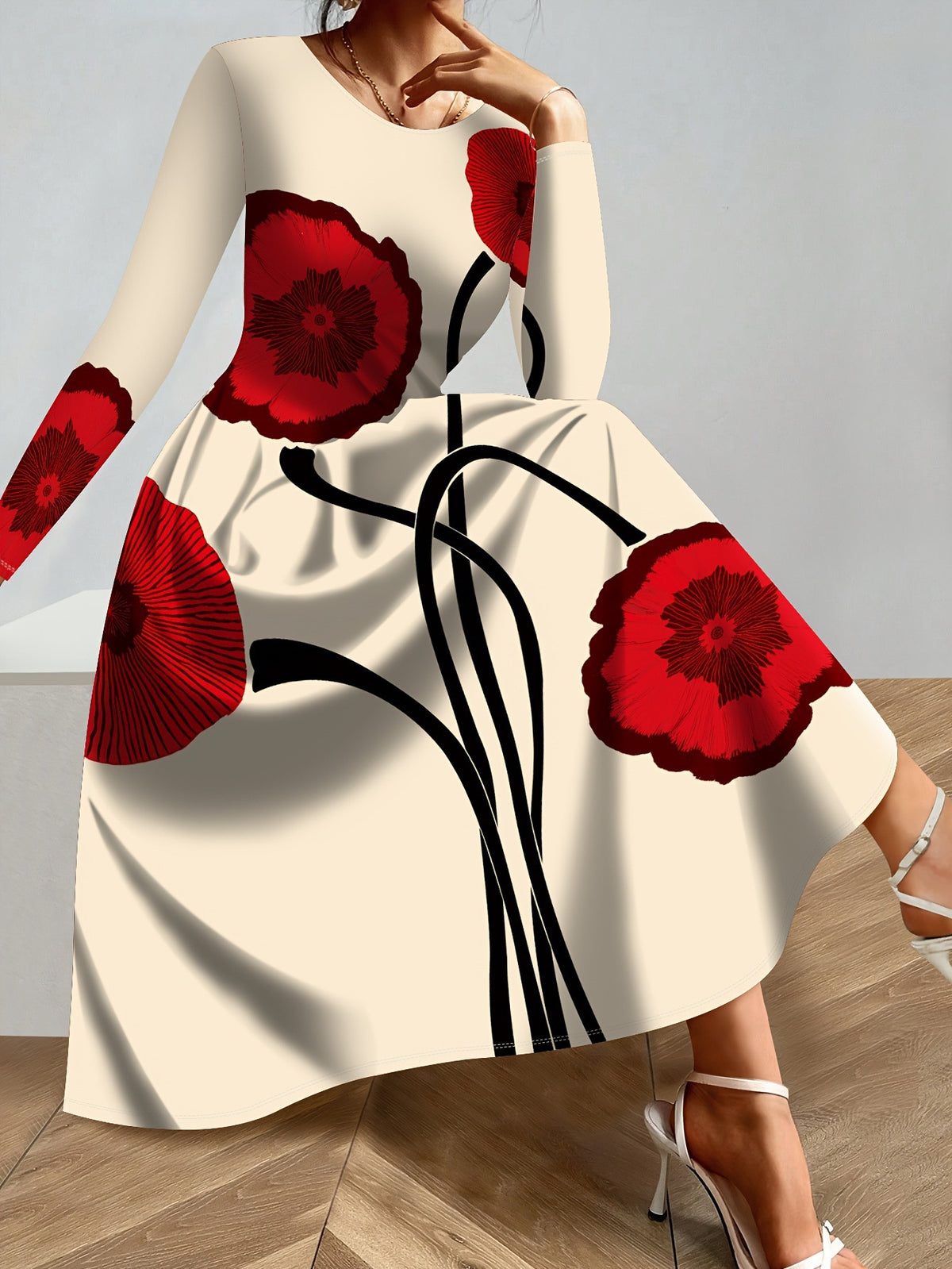 Printed Elegant Long Dress For Parties – Premium 0 | RICALOUX