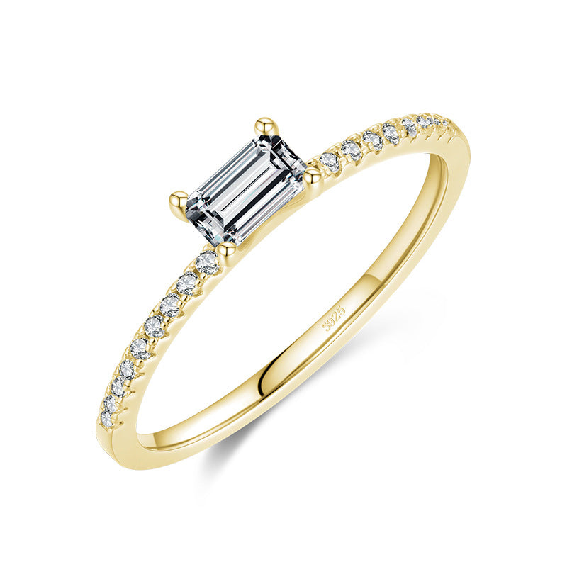 S925 Sterling Silver All-Match Simple Korean Trendy Micro-Inlaid Index Finger Ring Fashion Jewelry by Ricaloux