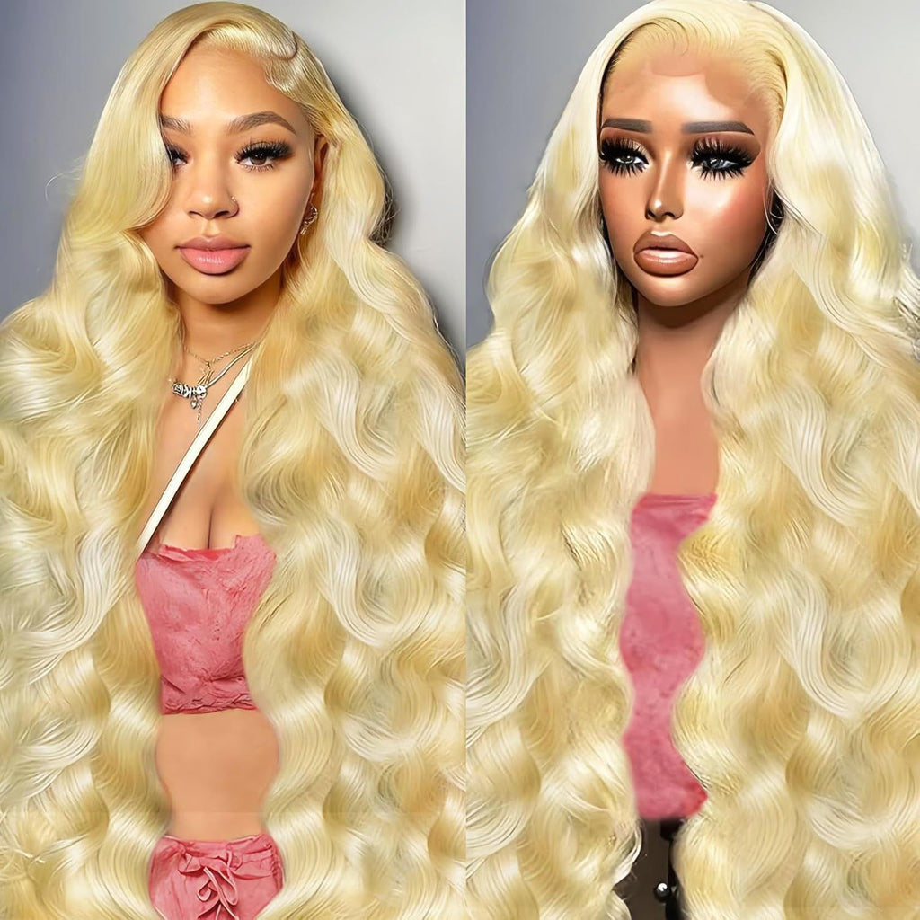 Hand-woven Front Lace Synthetic Wigs Golden Big Wave Long Curly Hair by Ricaloux