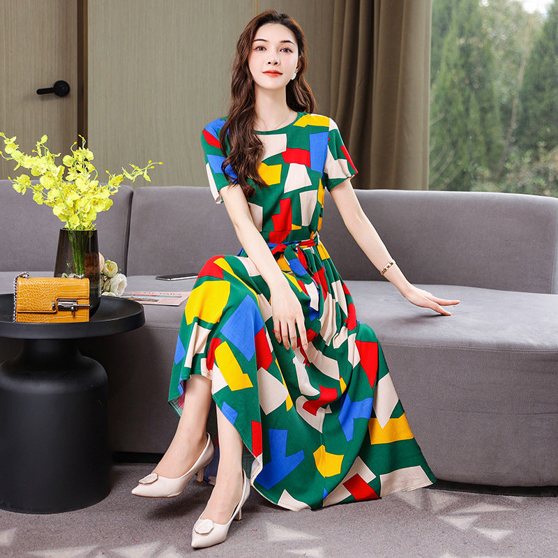 New Elegant Cotton Silk Dress For Middle Aged And Senior Women – Premium 0 | RICALOUX