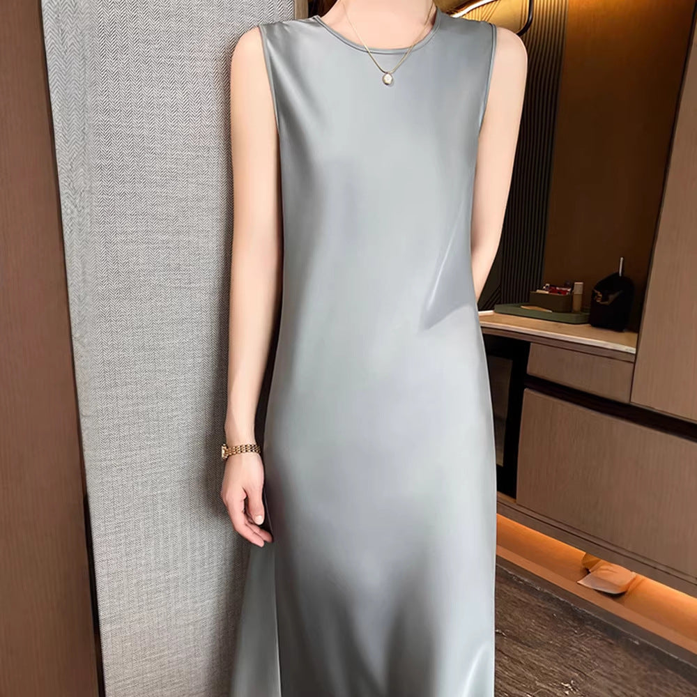 Womens Crew-neck Sleeveless Elegant Midi Camisole Dress – Premium 0 | RICALOUX