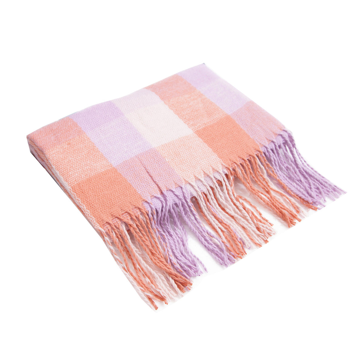 British-style Mens And Womens Couple Tassel Scarf With Large Plaid Pattern by Ricaloux