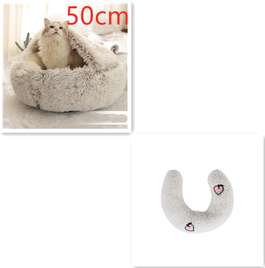 2 In 1 Dog And Cat Bed Pet Winter Bed Round Plush Warm Bed House Soft Long Plush Pets Bed Pet Products by Ricaloux