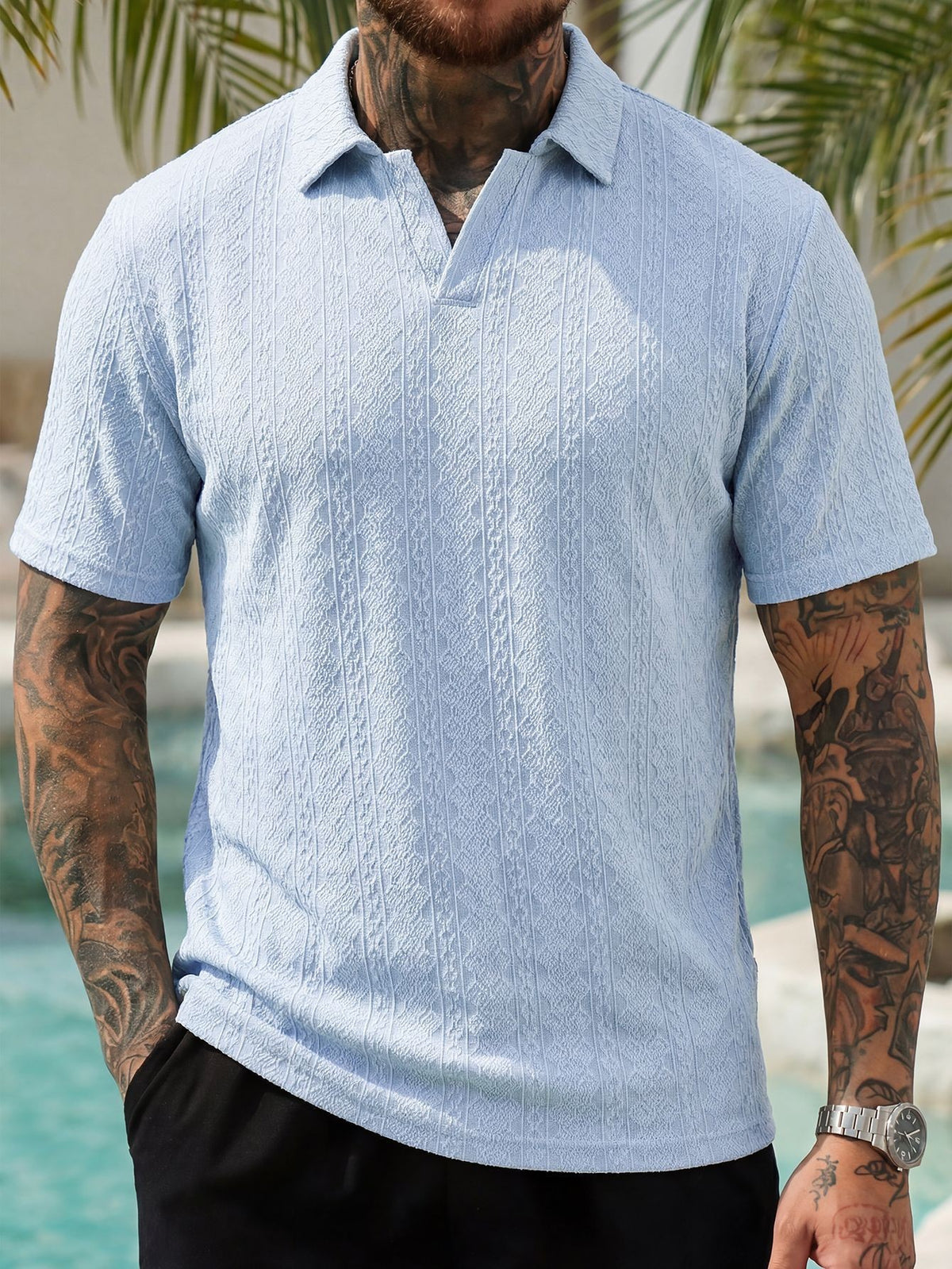 Summer New Arrival Mens Jacquard Polo Shirt by Ricaloux