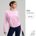 New Outerwear Crew Neck Yoga Cover-up Long-Sleeve Hip-Covering Side Drawstring T-Shirt, Loose Breathable Workout Running Yoga Top – Premium 4 | RICALOUX